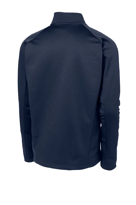 Sport-Tek Mens Sport-Wick Moisture Wicking Fleece 1/4 Zip Sweatshirt - Navy Blue/Silver Grey