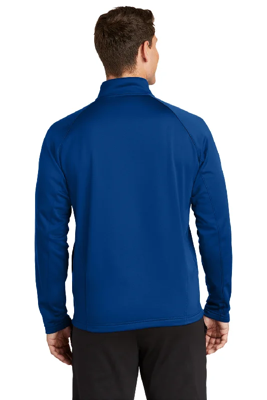 Sport-Tek Mens Sport-Wick Moisture Wicking Fleece 1/4 Zip Sweatshirt - True Royal Blue/Silver Grey