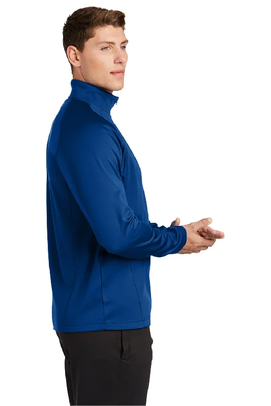 Sport-Tek Mens Sport-Wick Moisture Wicking Fleece 1/4 Zip Sweatshirt - True Royal Blue/Silver Grey