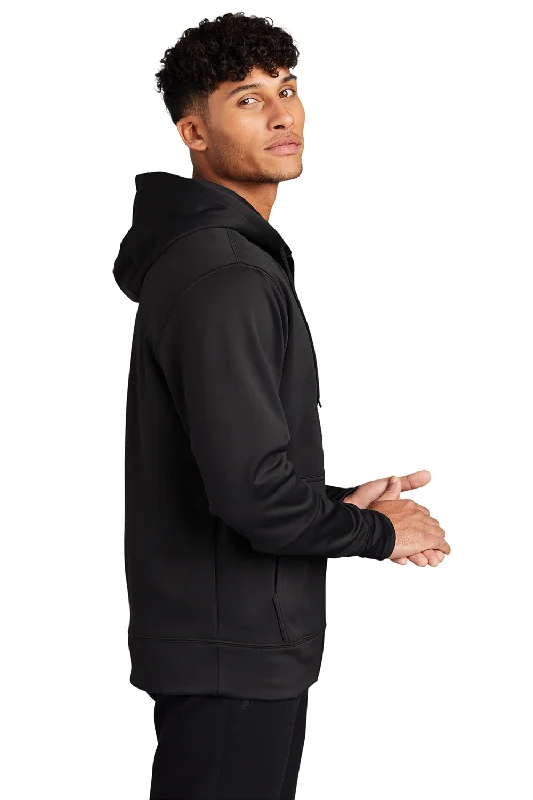 Sport-Tek Mens Sport-Wick Moisture Wicking Fleece Full Zip Hooded Sweatshirt Hoodie - Black