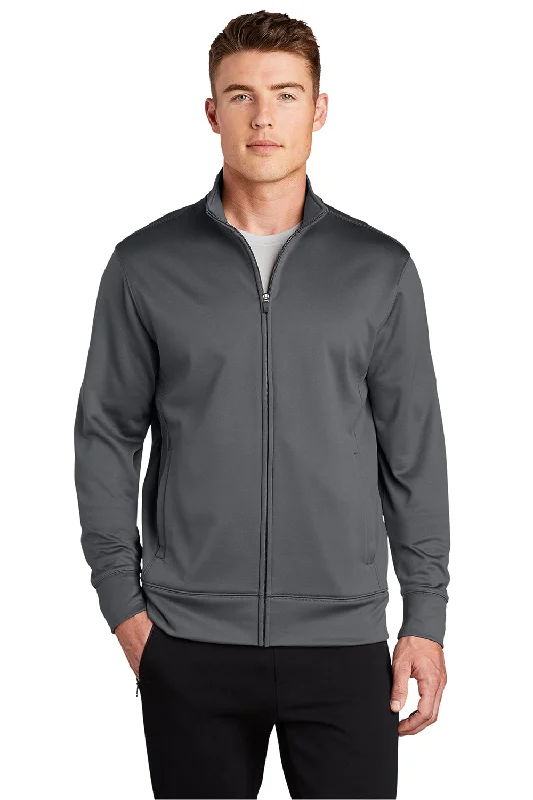 Sport-Tek Mens Sport-Wick Moisture Wicking Fleece Full Zip Sweatshirt - Dark Smoke Grey