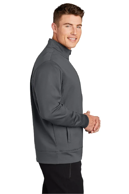 Sport-Tek Mens Sport-Wick Moisture Wicking Fleece Full Zip Sweatshirt - Dark Smoke Grey