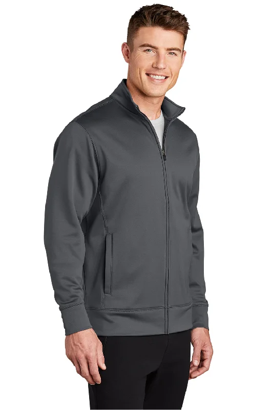 Sport-Tek Mens Sport-Wick Moisture Wicking Fleece Full Zip Sweatshirt - Dark Smoke Grey