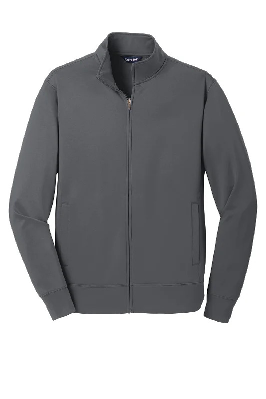 Sport-Tek Mens Sport-Wick Moisture Wicking Fleece Full Zip Sweatshirt - Dark Smoke Grey