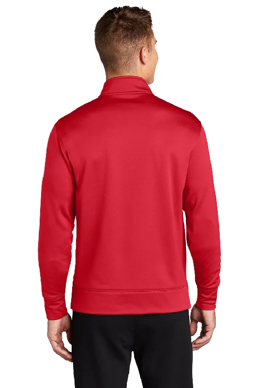 Sport-Tek Mens Sport-Wick Moisture Wicking Fleece Full Zip Sweatshirt - Deep Red