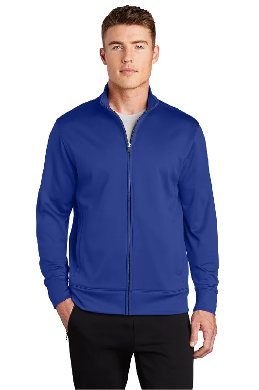 Sport-Tek Mens Sport-Wick Moisture Wicking Fleece Full Zip Sweatshirt - True Royal Blue