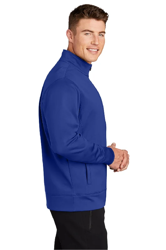 Sport-Tek Mens Sport-Wick Moisture Wicking Fleece Full Zip Sweatshirt - True Royal Blue