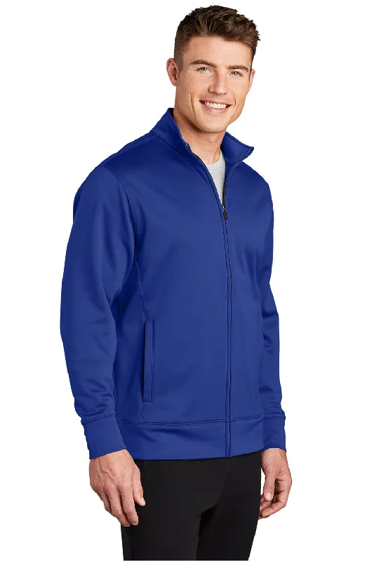 Sport-Tek Mens Sport-Wick Moisture Wicking Fleece Full Zip Sweatshirt - True Royal Blue