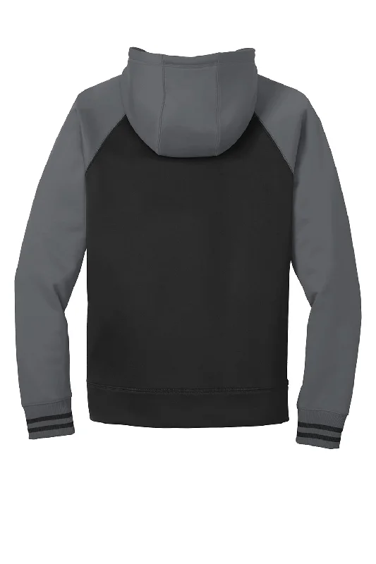 Sport-Tek Mens Sport-Wick Moisture Wicking Fleece Hooded Sweatshirt Hoodie - Black/Dark Smoke Grey