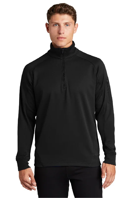 Sport-Tek Mens Tech Moisture Wicking Fleece 1/4 Zip Sweatshirt - Black