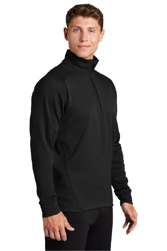 Sport-Tek Mens Tech Moisture Wicking Fleece 1/4 Zip Sweatshirt - Black