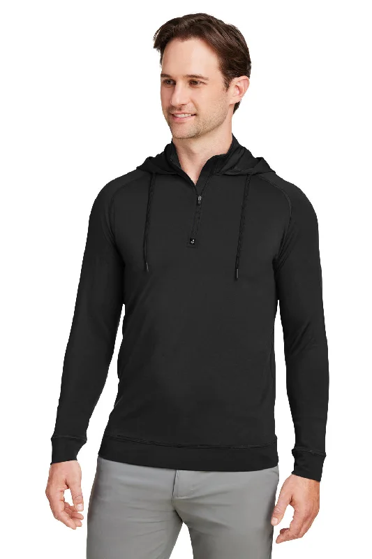 Swannies Golf Mens Vandyke 1/4 Zip Hooded  Sweatshirt Hoodie - Black