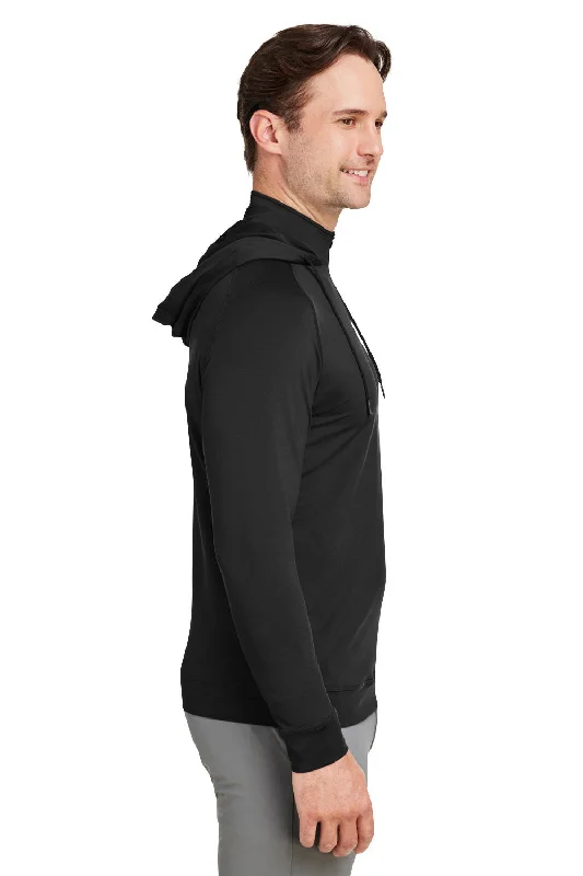 Swannies Golf Mens Vandyke 1/4 Zip Hooded  Sweatshirt Hoodie - Black