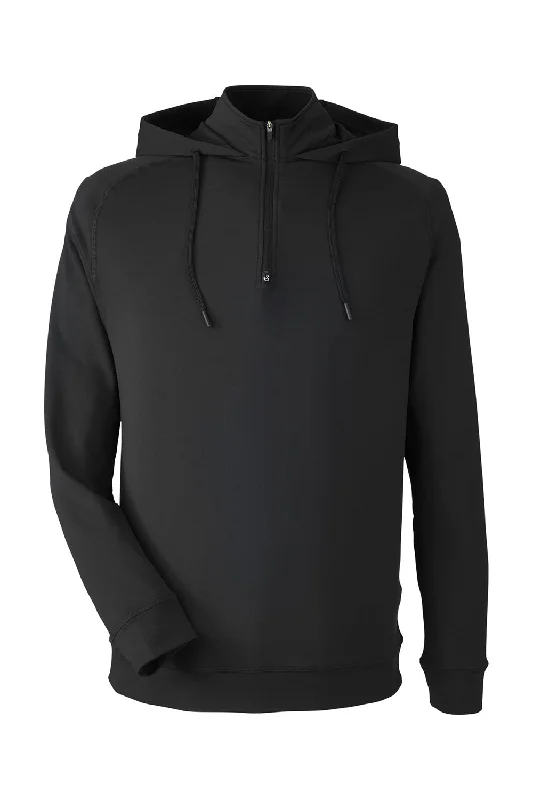 Swannies Golf Mens Vandyke 1/4 Zip Hooded  Sweatshirt Hoodie - Black