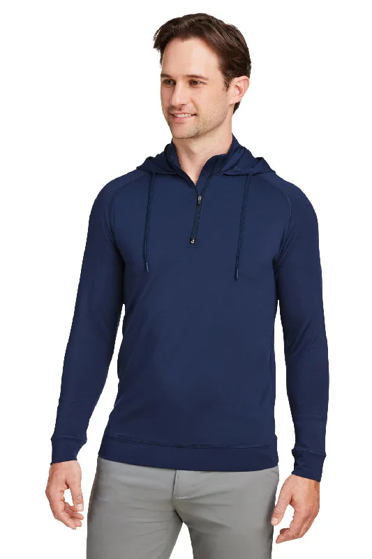 Swannies Golf Mens Vandyke 1/4 Zip Hooded  Sweatshirt Hoodie - Navy Blue