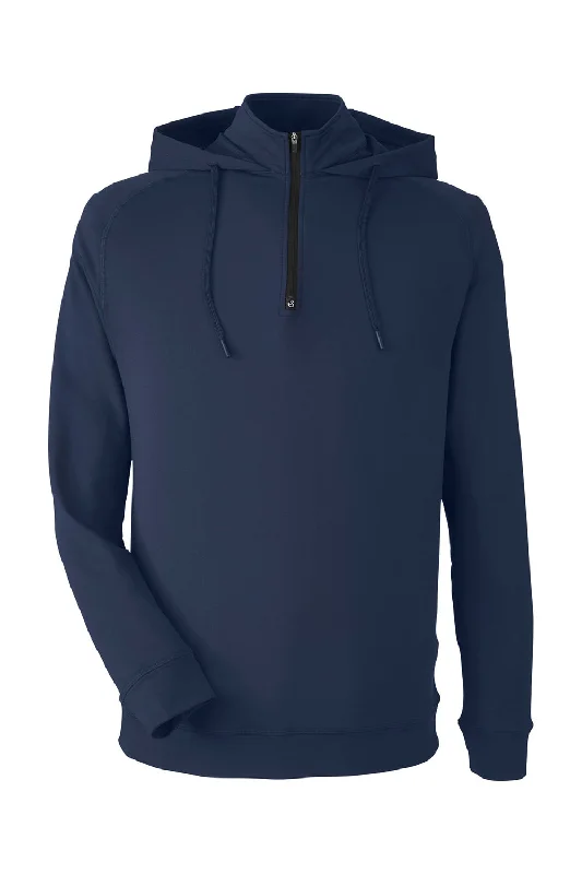 Swannies Golf Mens Vandyke 1/4 Zip Hooded  Sweatshirt Hoodie - Navy Blue