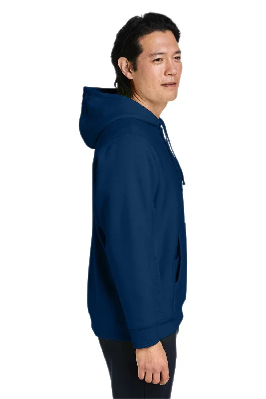 Team 365 Mens Zone HydroSport Water Resistant 1/4 Zip Hooded Sweatshirt Hoodie - Dark Navy Blue