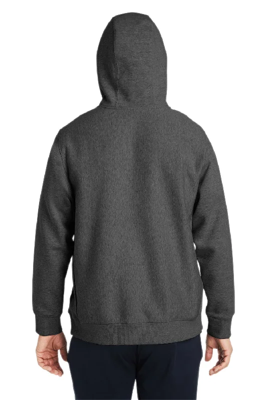 Team 365 Mens Zone HydroSport Water Resistant 1/4 Zip Hooded Sweatshirt Hoodie - Heather Dark Grey