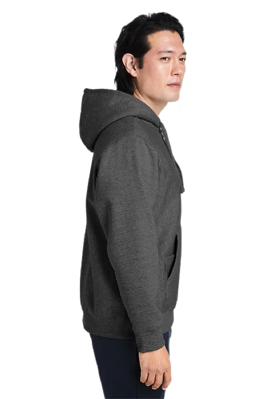 Team 365 Mens Zone HydroSport Water Resistant 1/4 Zip Hooded Sweatshirt Hoodie - Heather Dark Grey