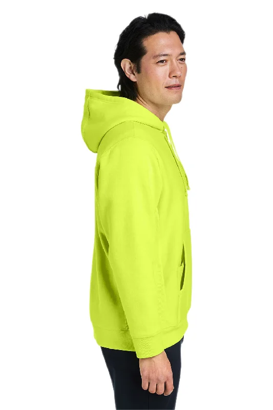 Team 365 Mens Zone HydroSport Water Resistant 1/4 Zip Hooded Sweatshirt Hoodie - Safety Yellow