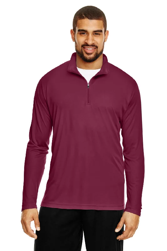 Team 365 Mens Zone Performance Moisture Wicking 1/4 Zip Sweatshirt - Maroon