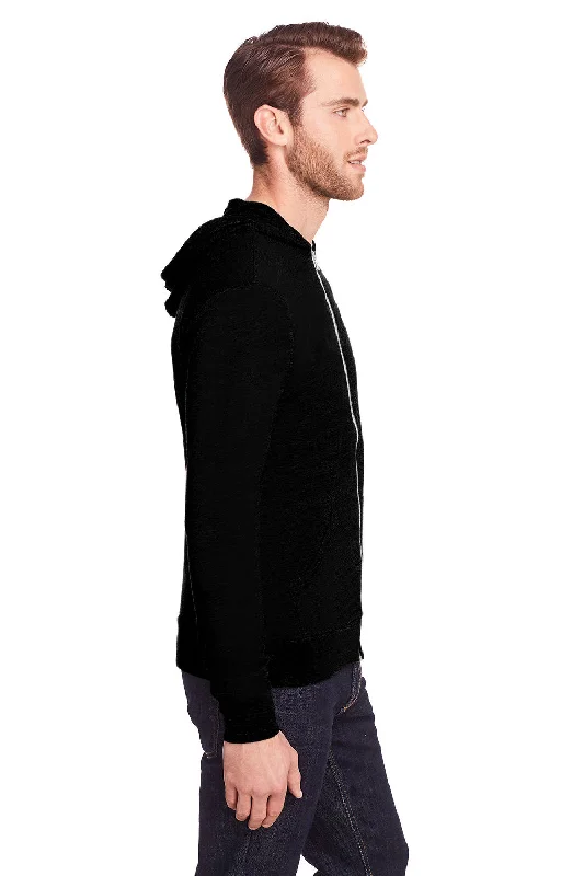 Threadfast Apparel Mens Full Zip Hooded Sweatshirt Hoodie - Solid Black