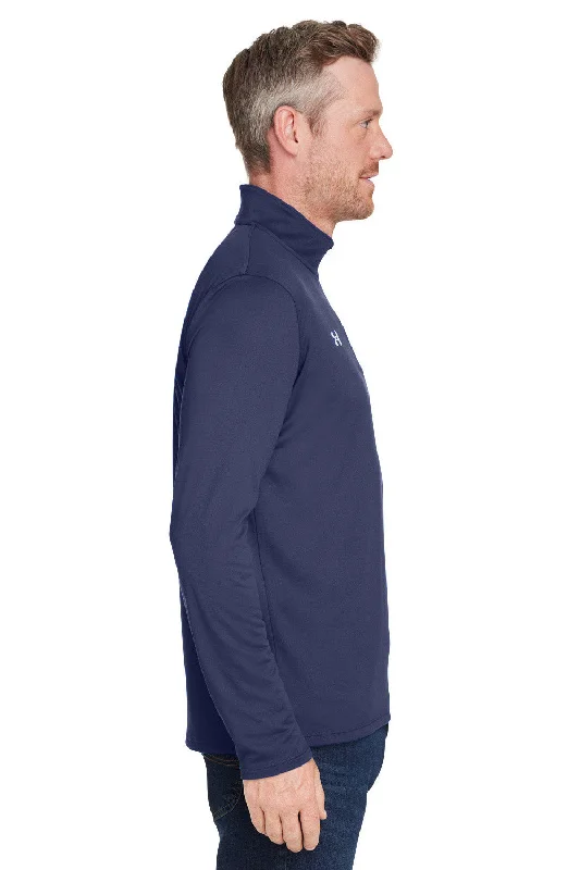 Under Armour Mens Team Tech Moisture Wicking 1/4 Zip Sweatshirt - Midnight Navy Blue