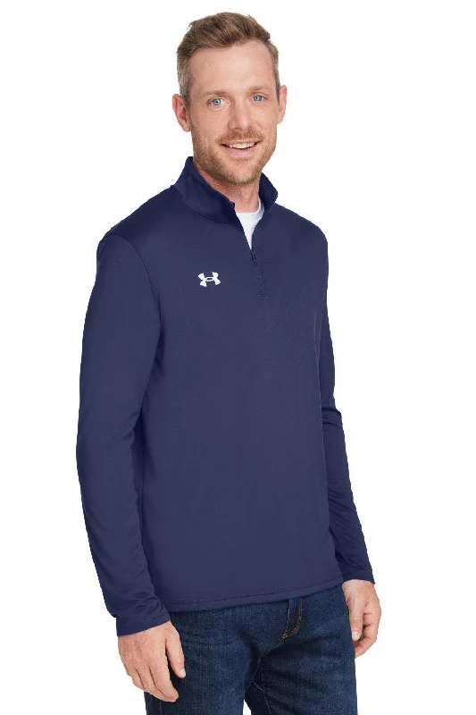 Under Armour Mens Team Tech Moisture Wicking 1/4 Zip Sweatshirt - Midnight Navy Blue