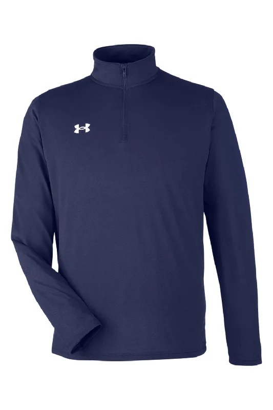 Under Armour Mens Team Tech Moisture Wicking 1/4 Zip Sweatshirt - Midnight Navy Blue