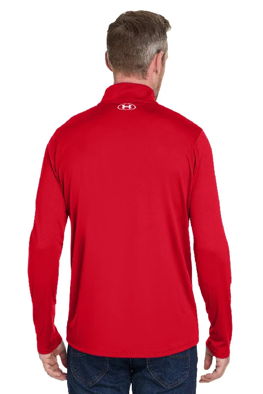 Under Armour Mens Team Tech Moisture Wicking 1/4 Zip Sweatshirt - Red