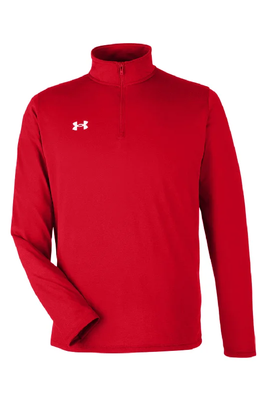 Under Armour Mens Team Tech Moisture Wicking 1/4 Zip Sweatshirt - Red