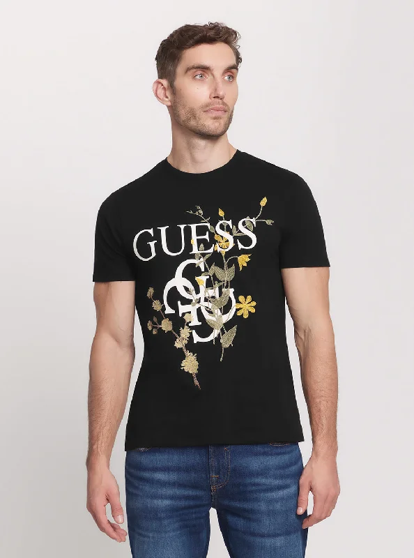 Black Quatro G Logo Floral T-Shirt