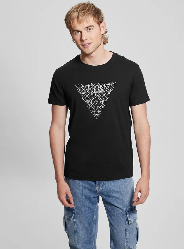 Eco Black Triangle Embroidered T-Shirt