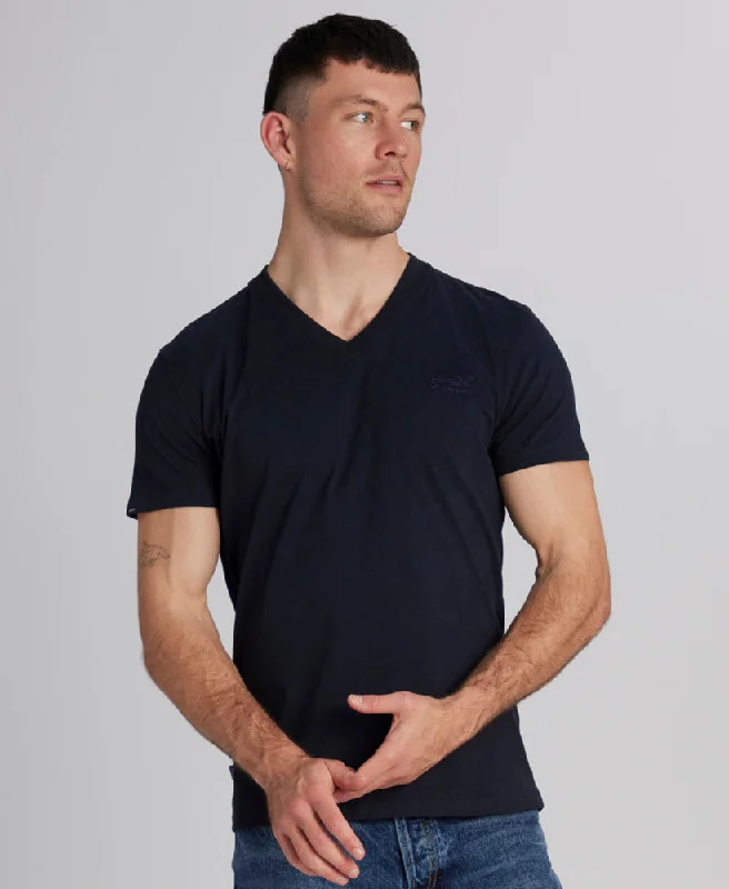 Essential Logo V Neck T Shirt | Eclipse Navy