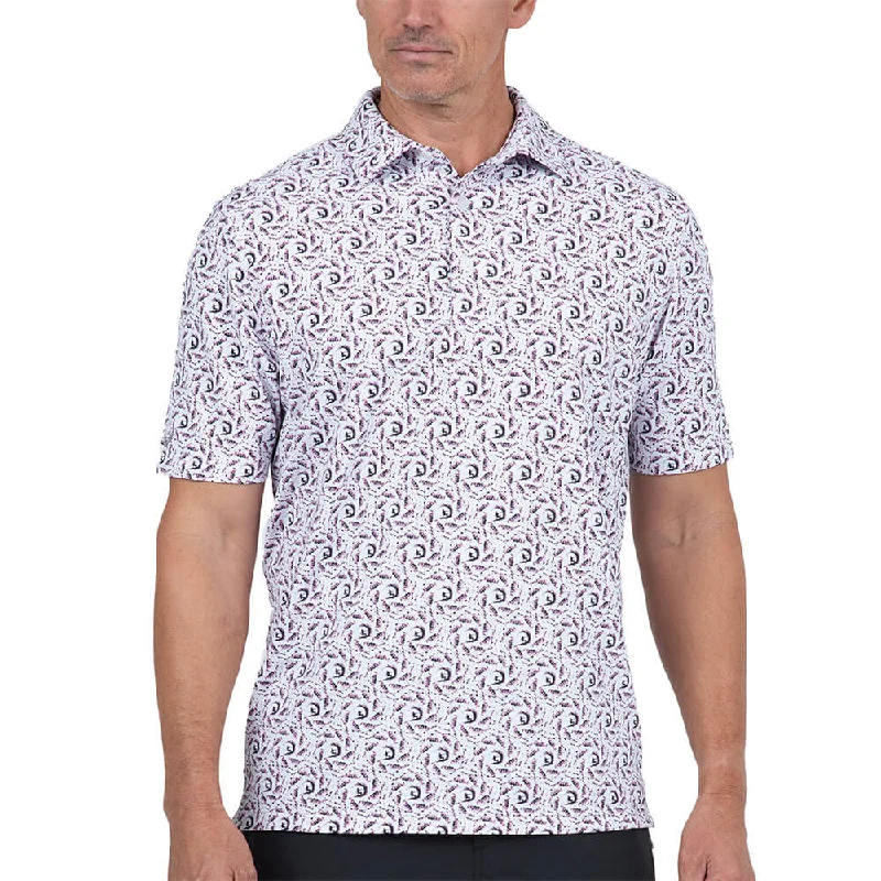 IBKUL Mens Big Wave Polo Shirt - Light Pink/Charcoal/White