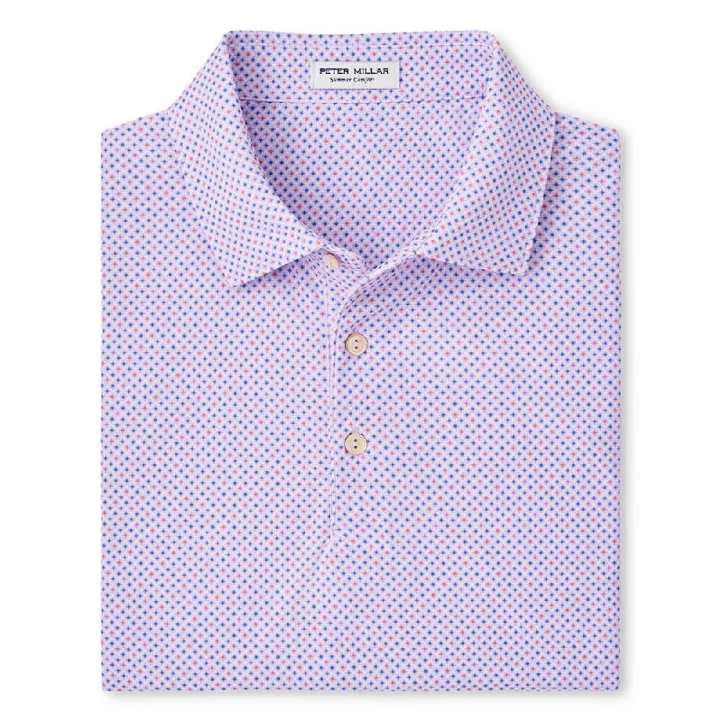 Peter Millar Orbital Geo Performance Mesh Polo Shirt - Petal Purple