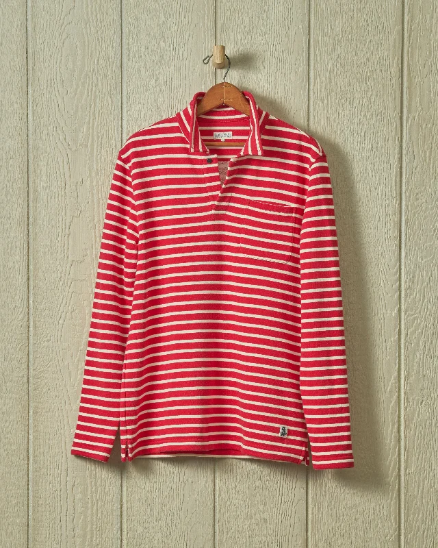 Acadia Polo in Breton Red/Cream Loopback Terry