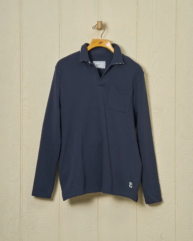 Acadia Polo in Navy Loopback Terry