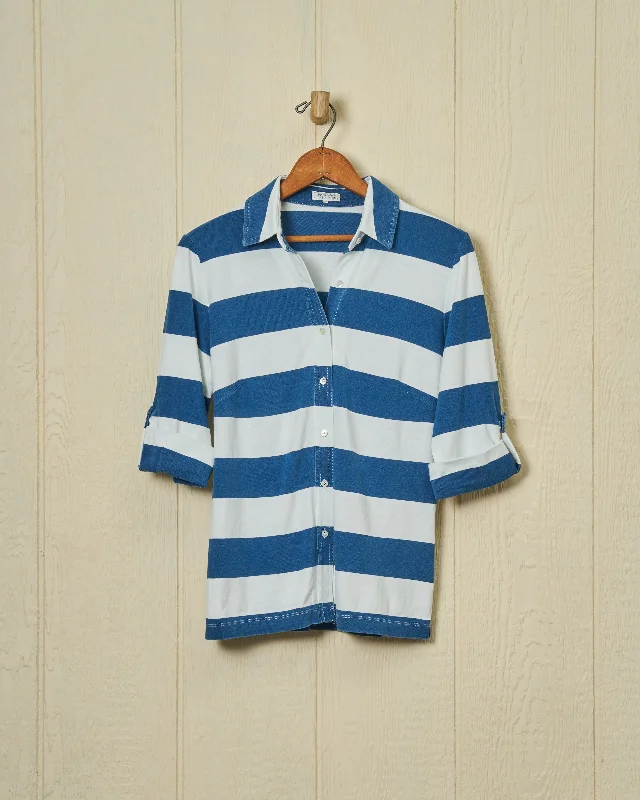 Avalon Indigo Knit Top in Blue/White Rugby Stripe