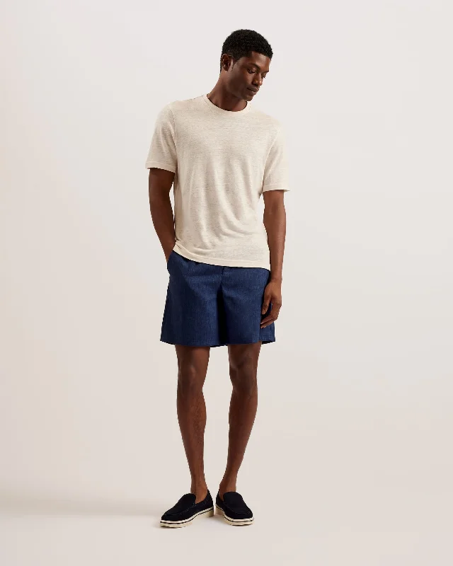 Brixtun Linen Blend Elasticated Shorts Navy