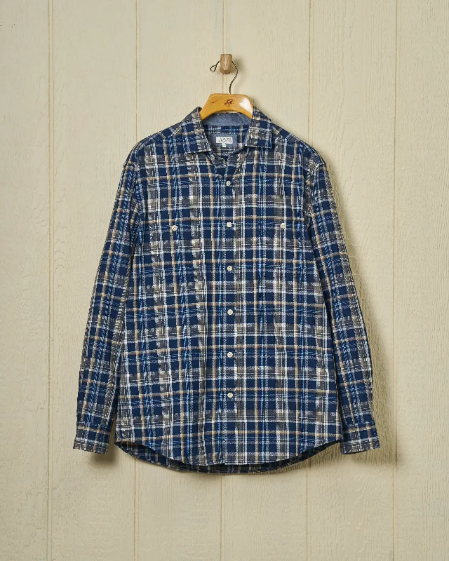 Chore Shirt in Navy/Chestnut Herringbone