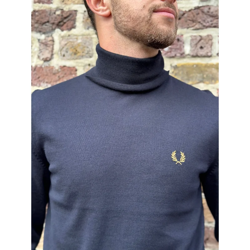 Fred Perry - K9552 Navy Roll neck / Long Sleeve - Knitted Jumper