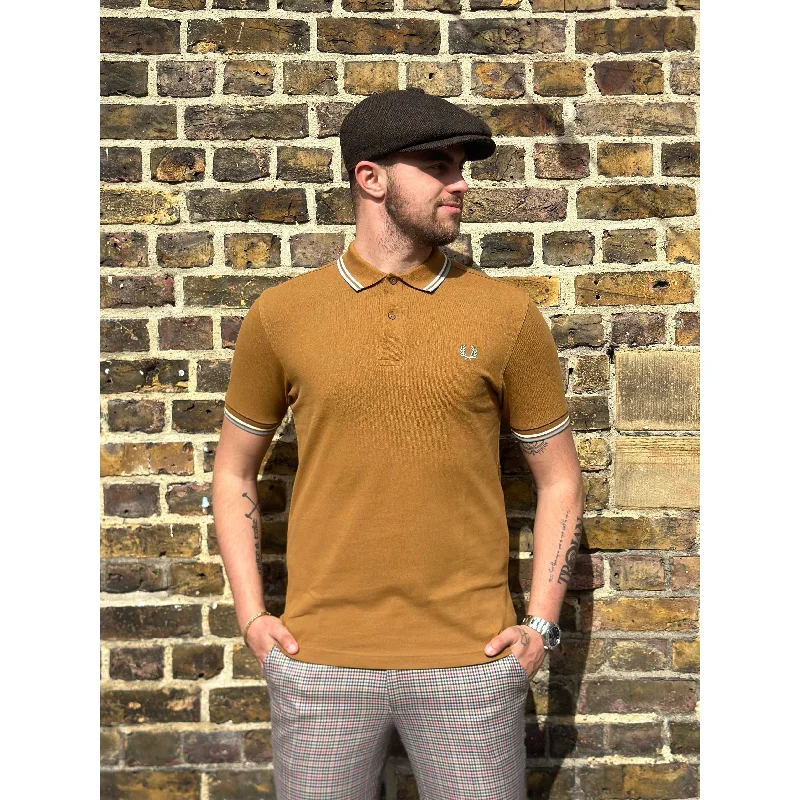 Fred Perry - M3600 Twin Tipped Dark Caramel / Silver / Blue - Polo