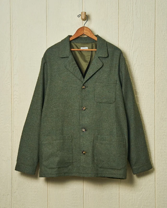 Italian Wool Loafer Jacket in Olive Melange