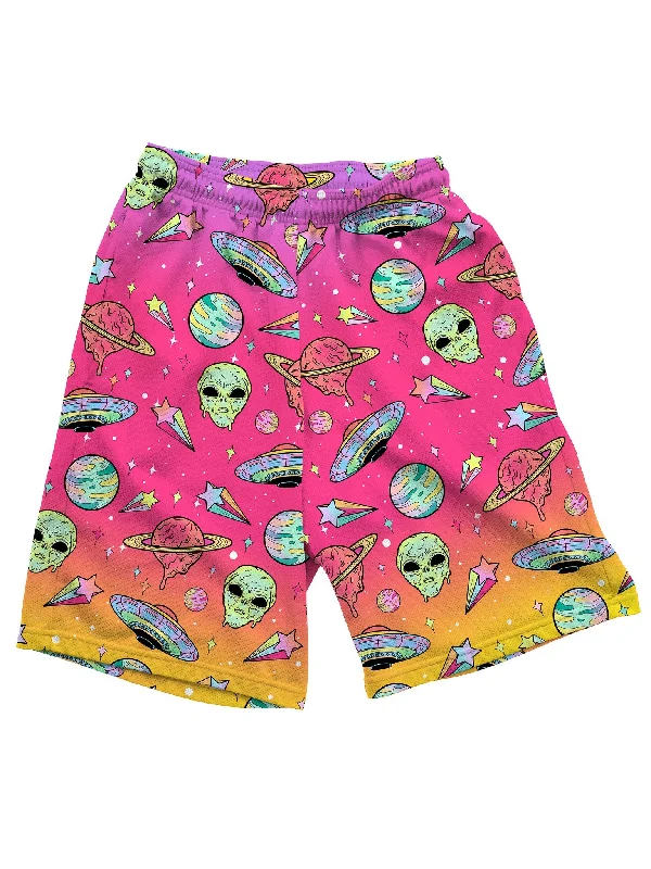 Neon Rainbow Space Drip Shorts