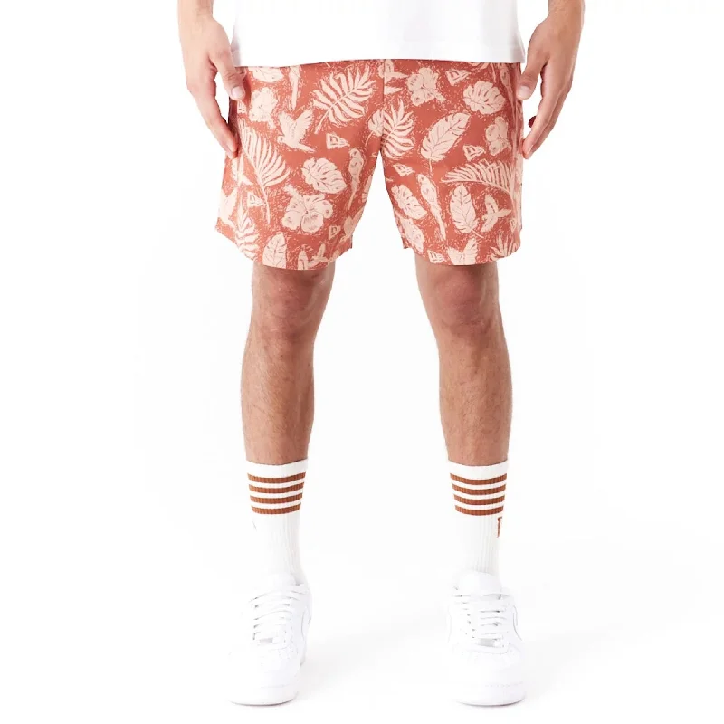 New Era All Over Print Brown Woven Shorts