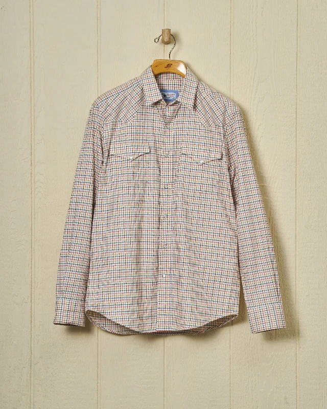 Western Sea-Washed Shirt in Cream Ground Mustard Tattersall