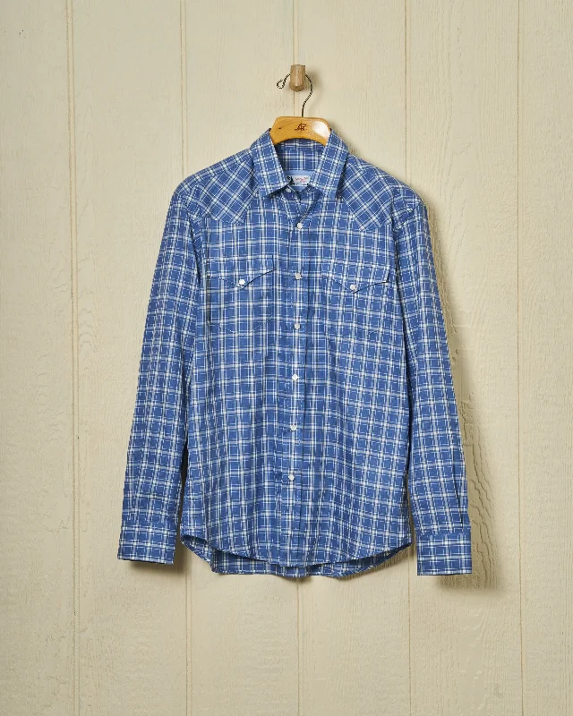 Western Sea-Washed Shirt in Ink Herringbone Plaid