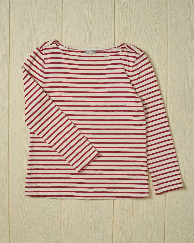 Women’s Breton Stripe Boatneck Tee in Off White/Red