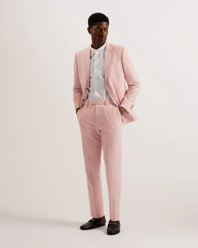 Damaskt Slim Fit Linen Tailored Trousers Lt-Pink